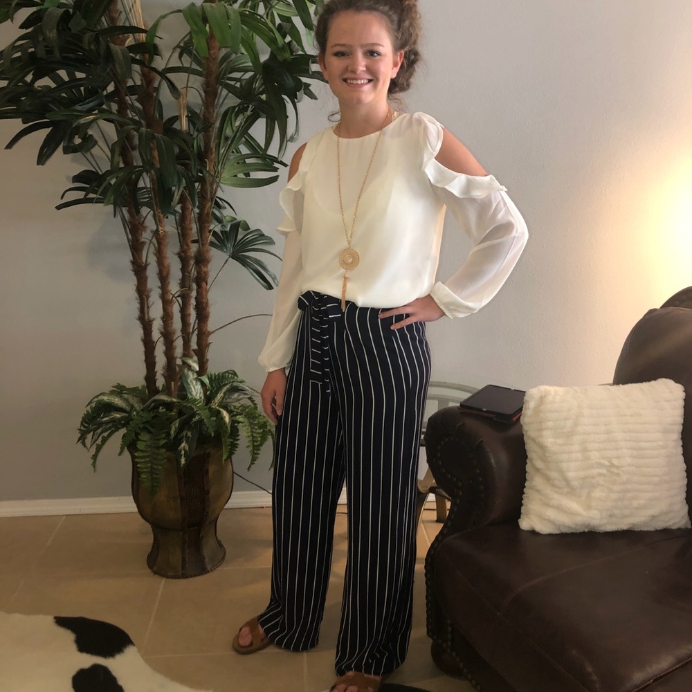 Navy stripe pants